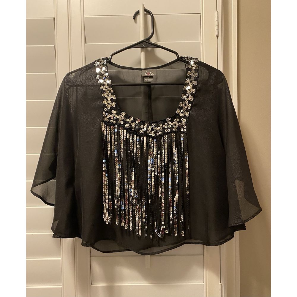 Dots Sheer Sequin Crop Top Womens M Y2k Vintage Rave‎ Festival Shaw